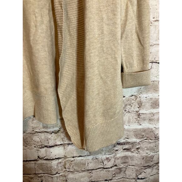 Land's End Sweater Womens Medium Beige Open Front Long Line Cardigan Neutral - Picture 6 of 13